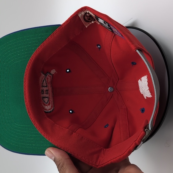 Starter| Vintage Blue and Red Montreal Canadians Sports Cap Green Brim - Picture 13 of 13